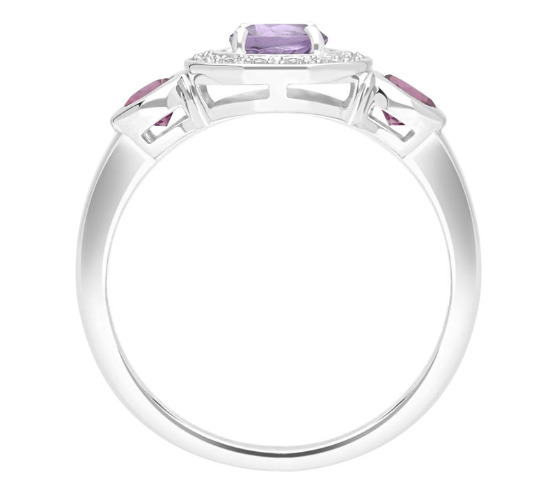 Ariva Sterling Diamonique Amethyst & RhodoliteBristol Ring — View 4