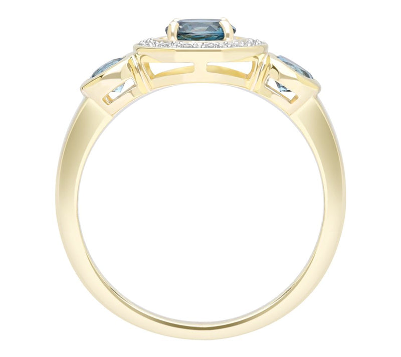 Ariva 18K Gold Clad Blue Topaz & Diamonique Bristol Ring — View 4