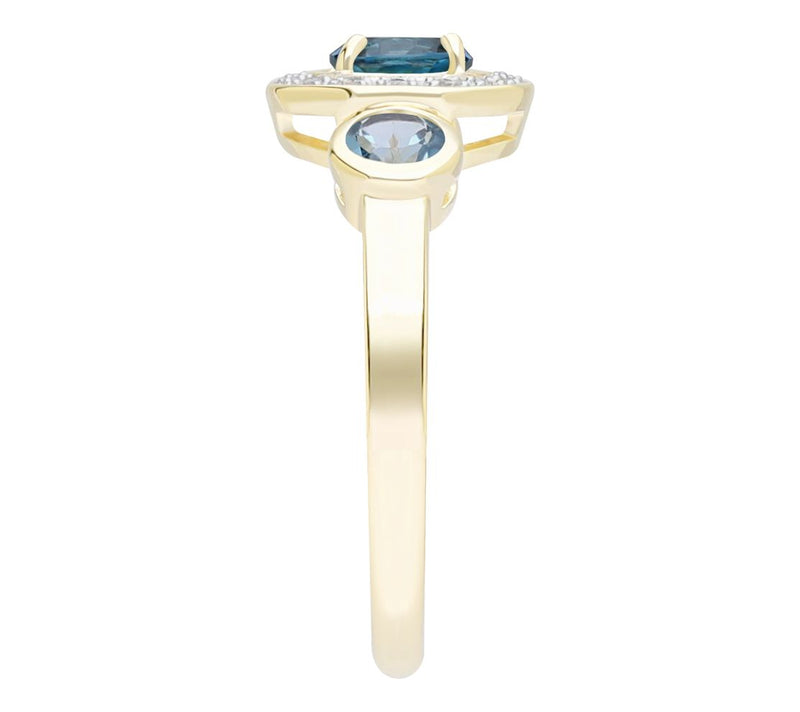 Ariva 18K Gold Clad Blue Topaz & Diamonique Bristol Ring — View 5