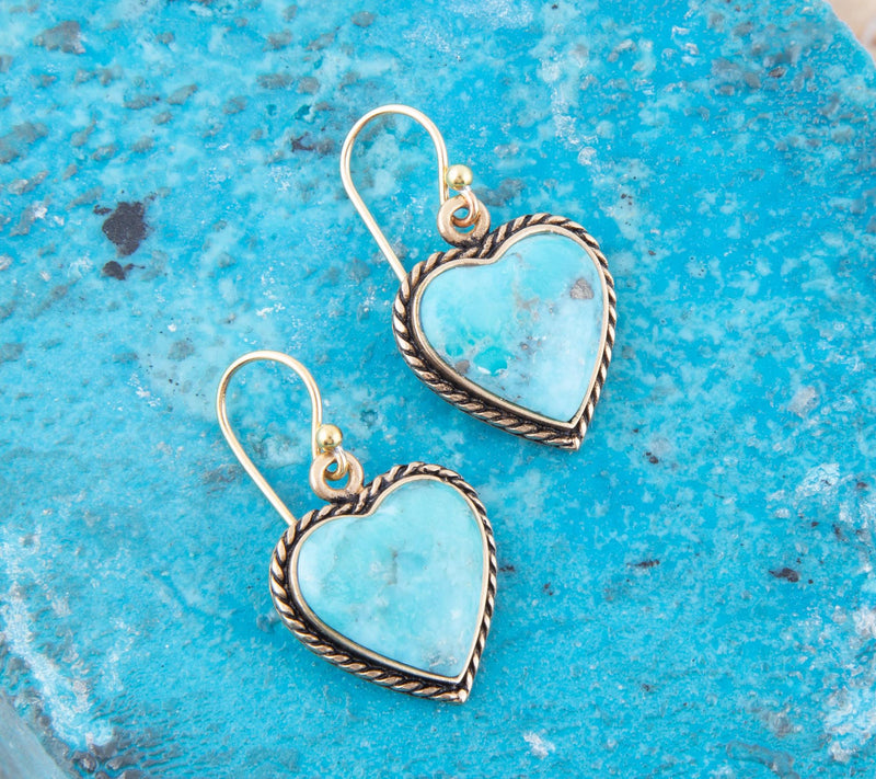 Barse Artisan Crafted Bronze Composite Turquoise Earrings — View 2
