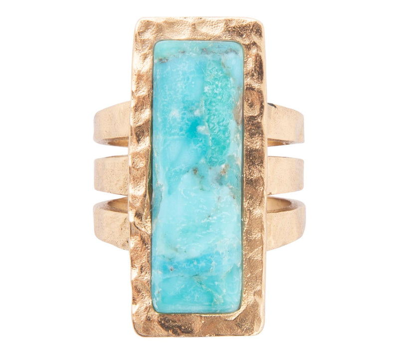Barse Artisan Crafted Bronze Composite Blue Turquoise Ring — View 3