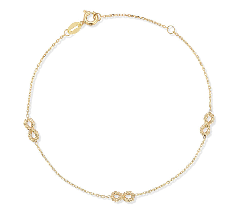 Italian Gold Triple Infinity Ankle Bracelet, 14K — View 6