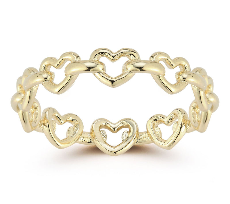 Italian Gold Open Heart Link Band Ring, 14K — View 7