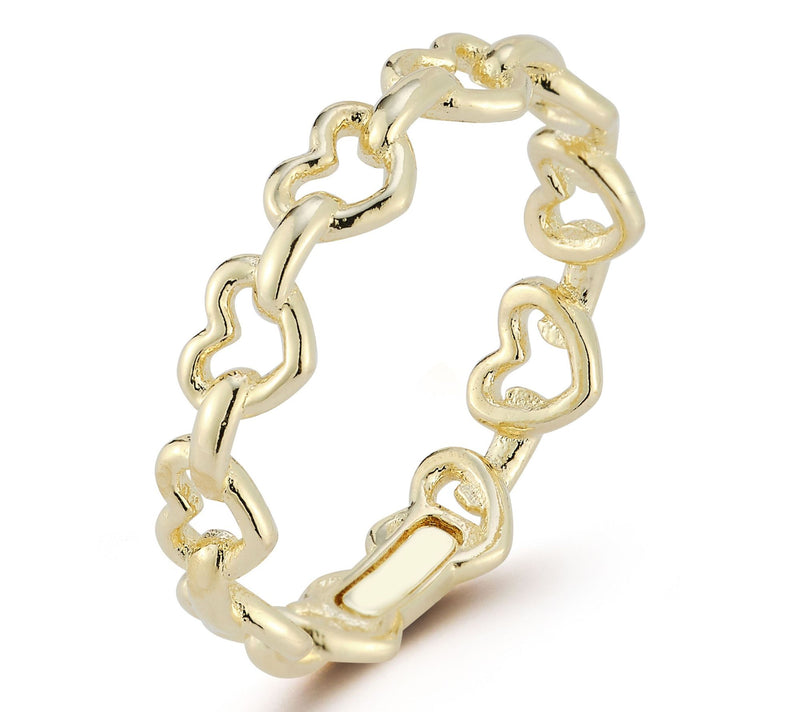 Italian Gold Open Heart Link Band Ring, 14K — View 2