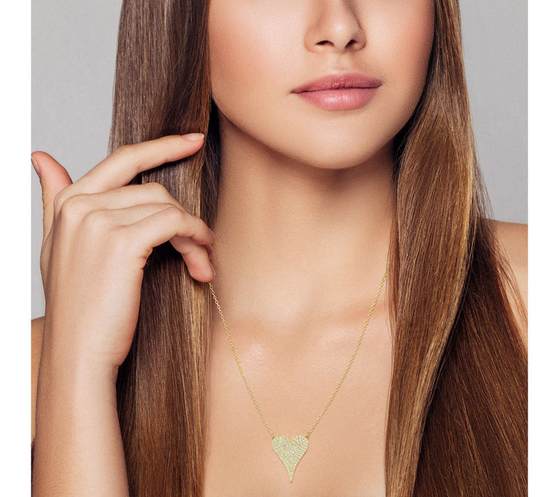Sterlina Silver Pave Heart Necklace, Sterling — View 2