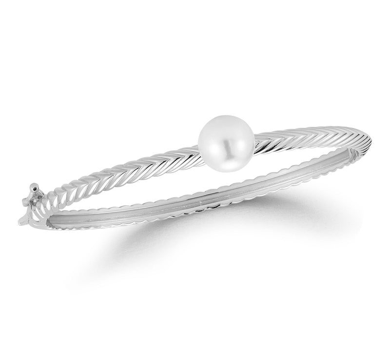 Sterlina Silver Cultured Pearl Braided Bangle,Sterling — View 7
