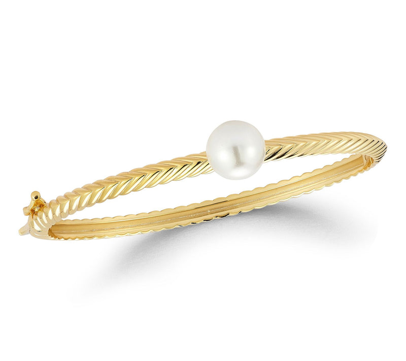 Sterlina Silver Cultured Pearl Braided Bangle,Sterling — Main view
