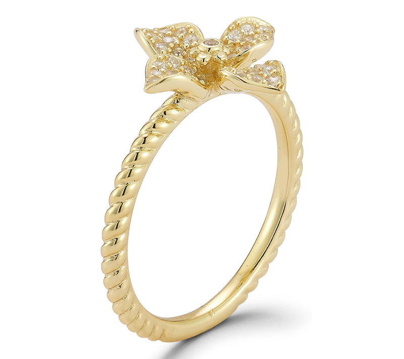 Sterlina Silver Pave Flower Ring, Sterling — View 2