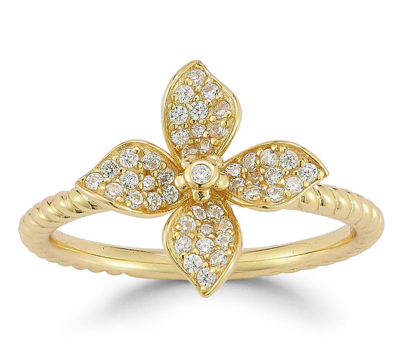 Sterlina Silver Pave Flower Ring, Sterling — Main view