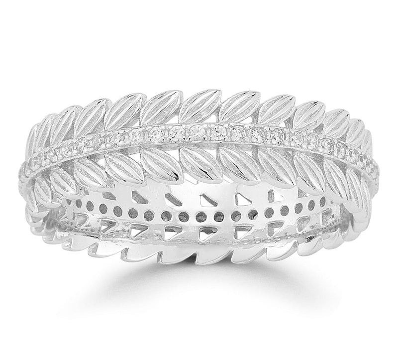 Sterlina Silver Pave Wreath Band Ring, Sterling — View 8