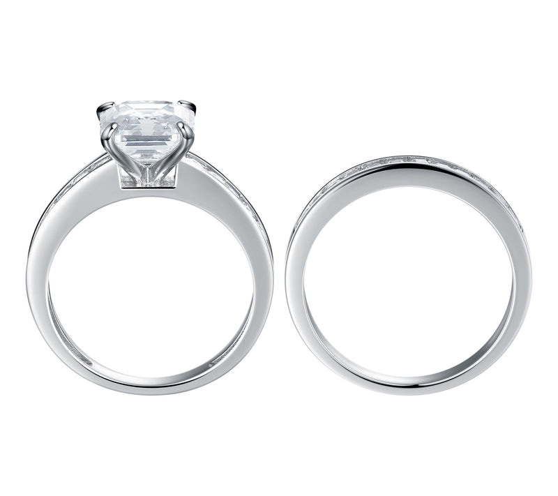 Diamonique 4.95cttw Asscher Cut Bridal Ring Set, Sterling — View 3