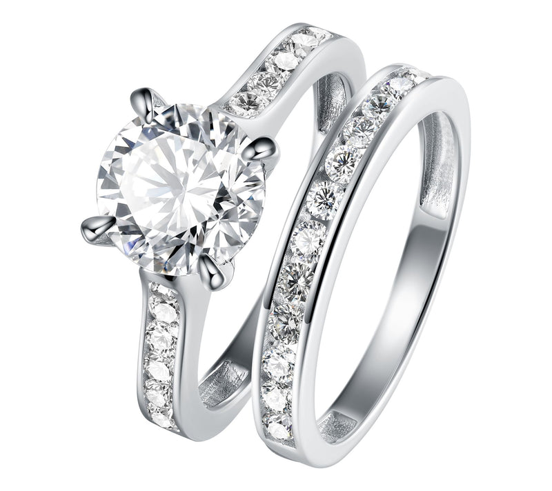 Diamonique 3.15 cttw Bridal Ring Set, SterlingSilver — View 2