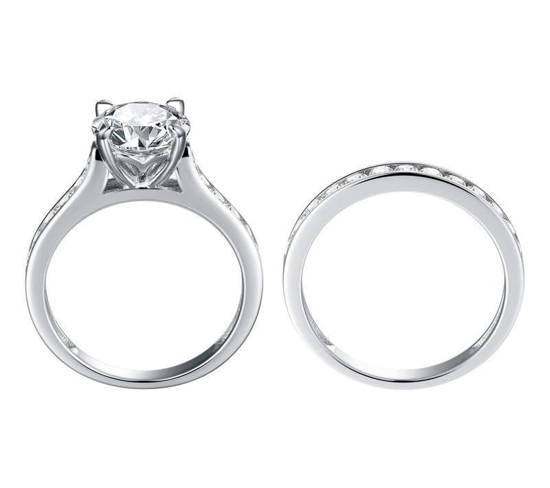 Diamonique 3.15 cttw Bridal Ring Set, SterlingSilver — View 3