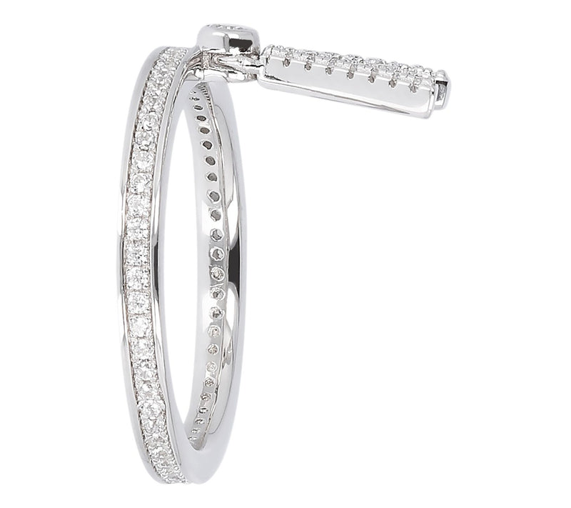 Diamonique Pave Initial Charm Ring, Sterling Silver — View 29