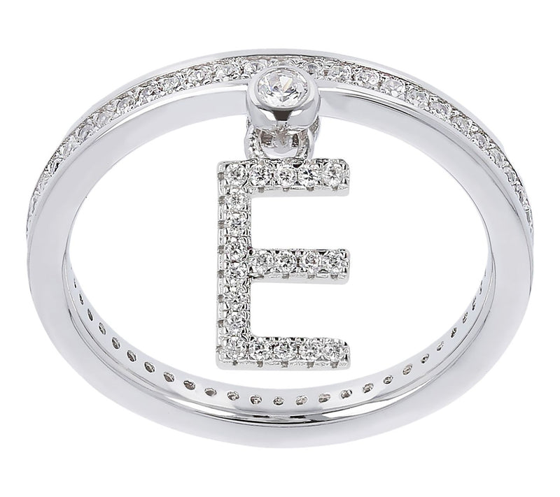 Diamonique Pave Initial Charm Ring, Sterling Silver — View 36
