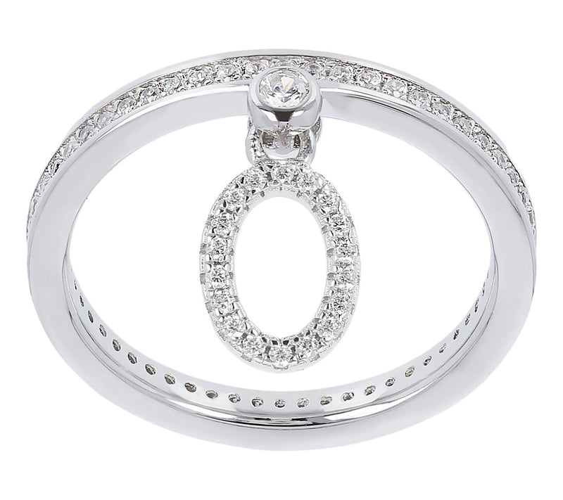 Diamonique Pave Initial Charm Ring, Sterling Silver — View 45