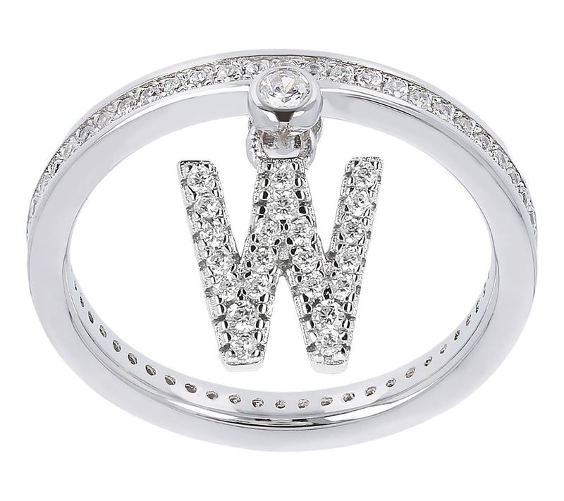 Diamonique Pave Initial Charm Ring, Sterling Silver — View 53