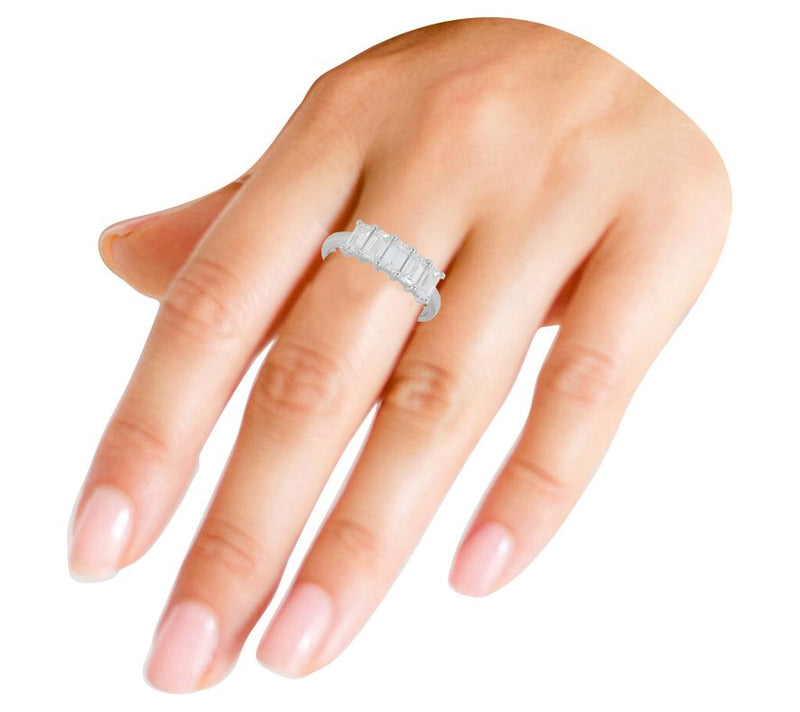 Dazzle Lab Grown Diamond 1.50 cttw 5-Stone Ring, Sterling — View 5