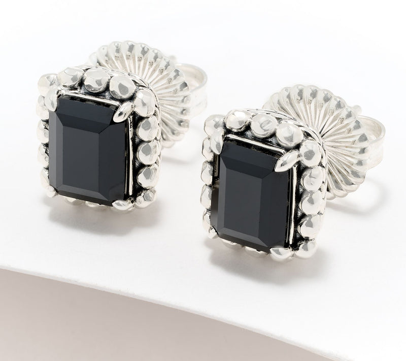 JAI Sterling Silver Emerald Cut Gemstone Stud Earrings — View 11