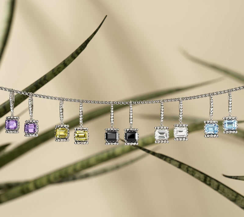 JAI Sterling Silver Emerald Cut Gemstone Earrings — View 14