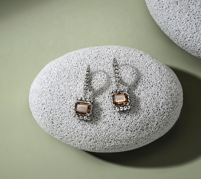JAI Sterling Silver Emerald Cut Gemstone Earrings — View 13