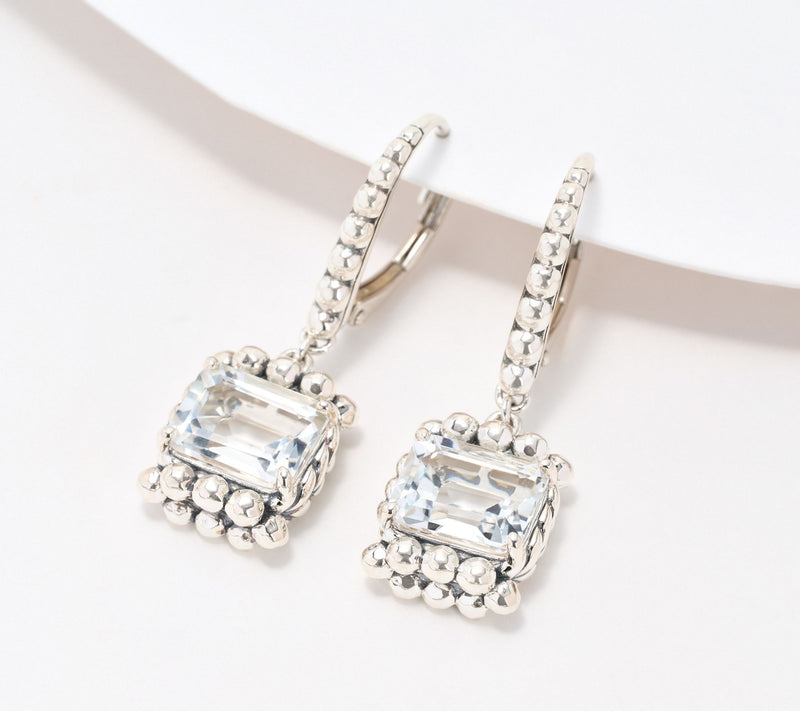 JAI Sterling Silver Emerald Cut Gemstone Earrings — View 11