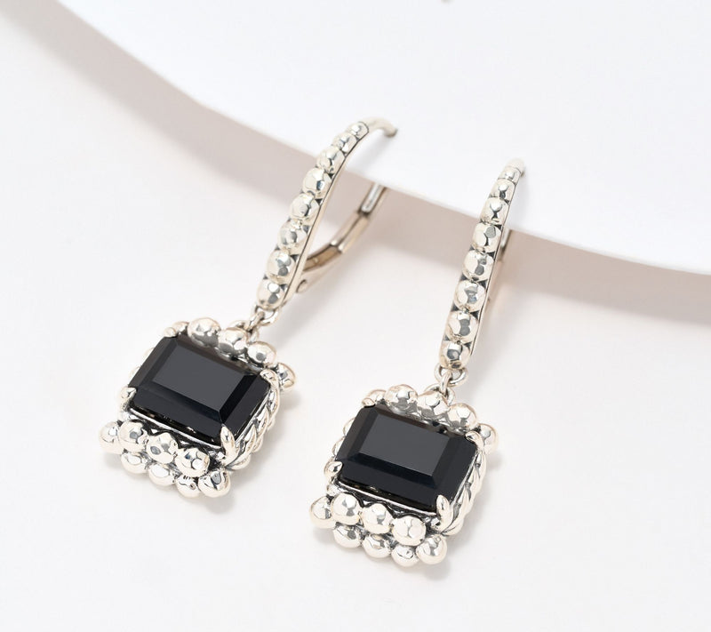 JAI Sterling Silver Emerald Cut Gemstone Earrings — View 5
