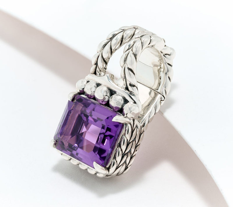 JAI Sterling Silver Emerald Cut Gemstone Enhancer — View 13