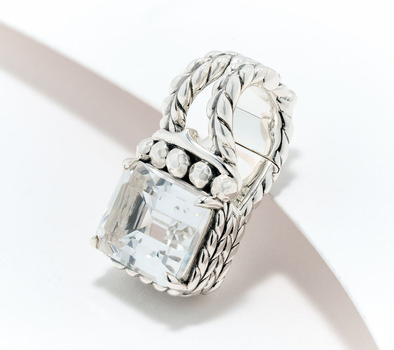 JAI Sterling Silver Emerald Cut Gemstone Enhancer — View 15