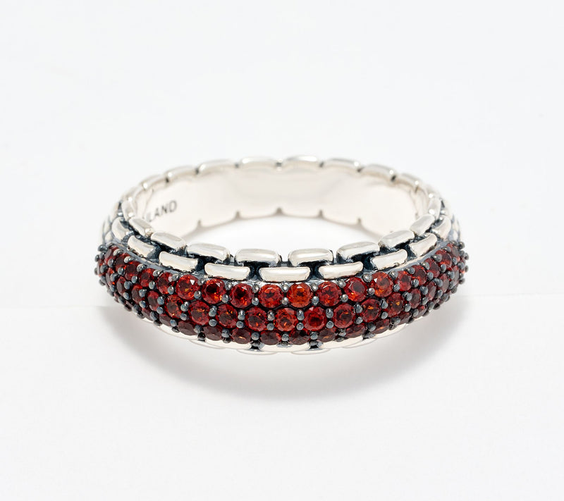 JAI Sterling Silver Pave Gemstone Band Ring — View 12