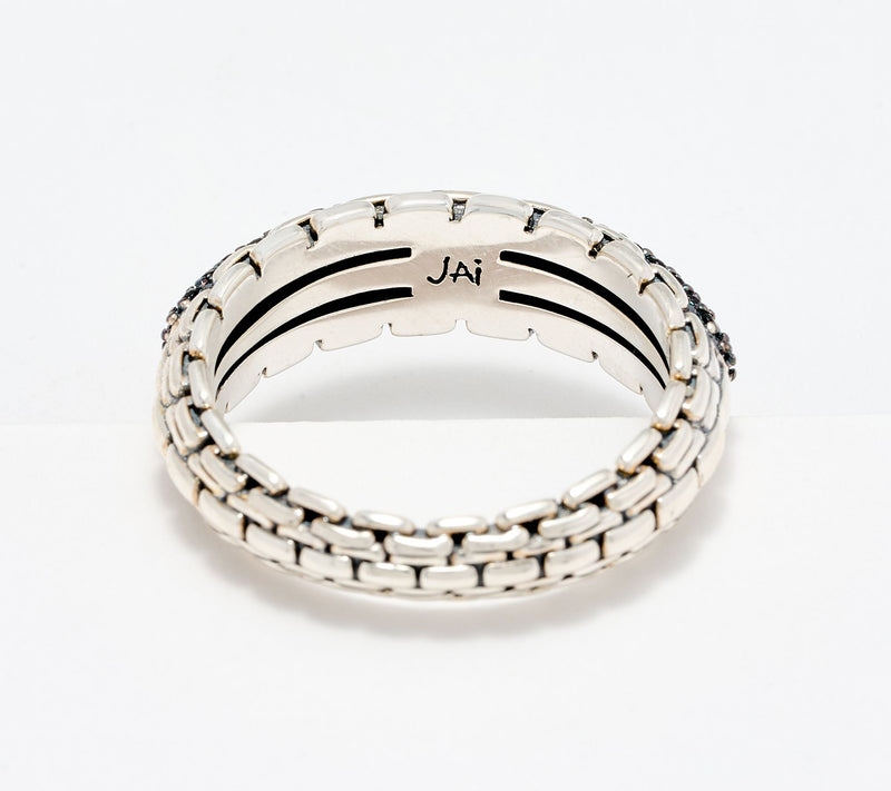 JAI Sterling Silver Pave Gemstone Band Ring — View 4