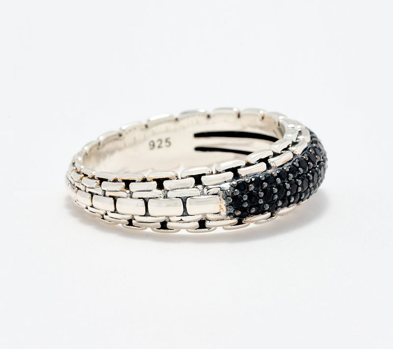 JAI Sterling Silver Pave Gemstone Band Ring — View 2