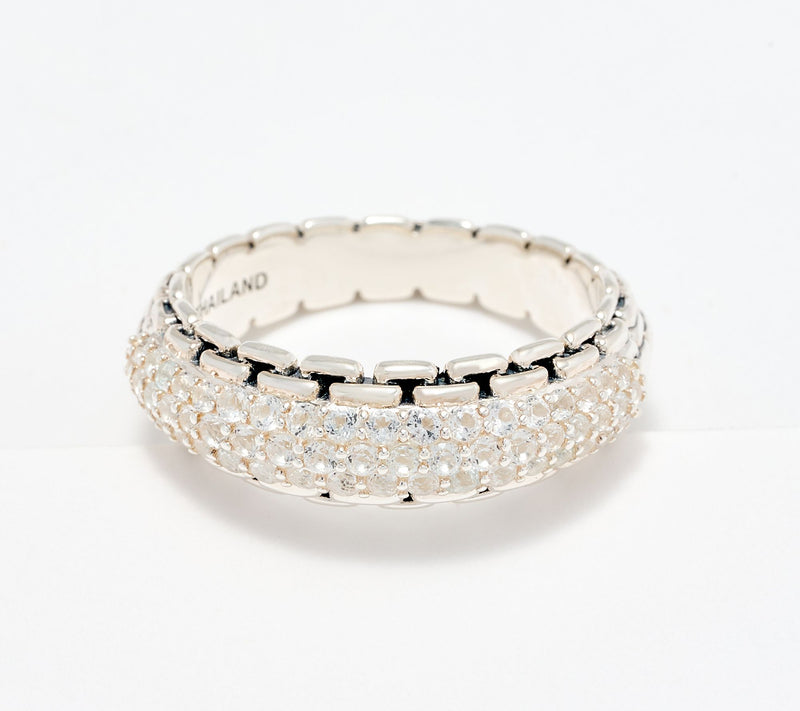 JAI Sterling Silver Pave Gemstone Band Ring — View 13