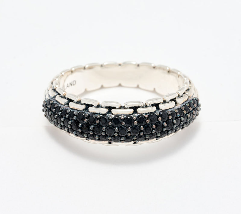 JAI Sterling Silver Pave Gemstone Band Ring — View 14