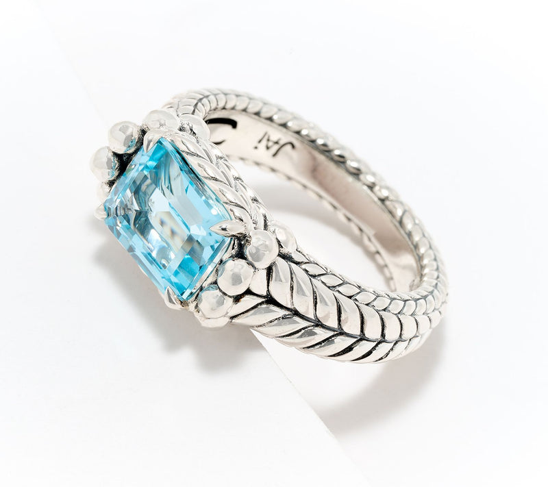 JAI Sterling Silver East/West Emerald Cut Gem Band Ring — View 11