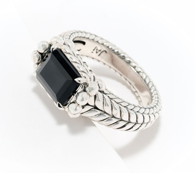 JAI Sterling Silver East/West Emerald Cut Gem Band Ring — View 5