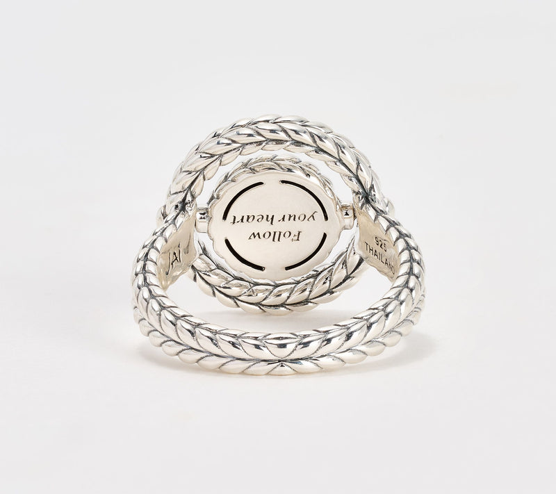 JAI Sterling Silver Symbols of Love Spinner Ring — View 3