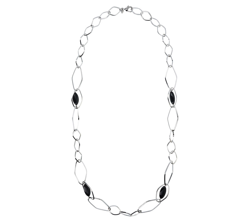 Steel by Design 36" Marquise Gemstone Bead Station Necklace — View 2