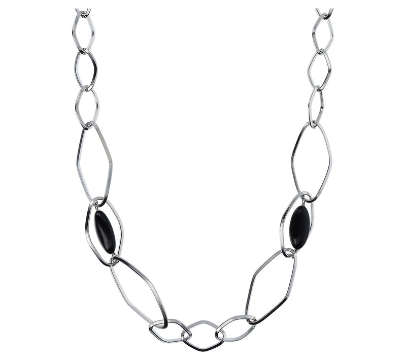 Steel by Design 36" Marquise Gemstone Bead Station Necklace — Main view