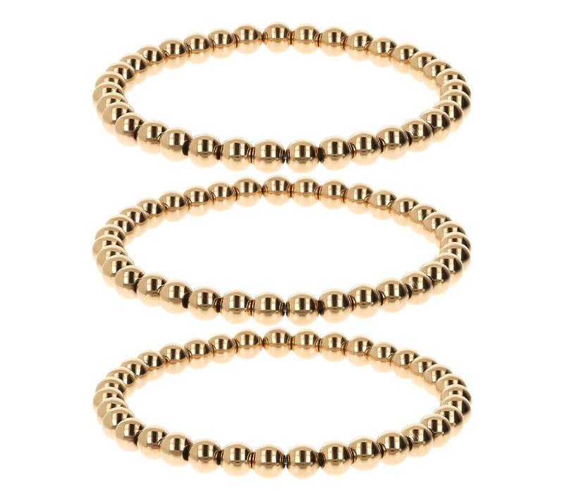 Steel by Design Set of 3 Polished Bead StretchBracelets — Main view