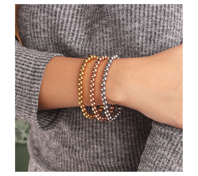 Steel by Design Set of 3 Polished Bead StretchBracelets — View 3
