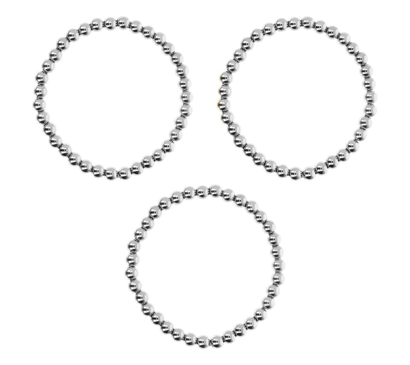 Steel by Design Set of 3 Polished Bead StretchBracelets — View 2