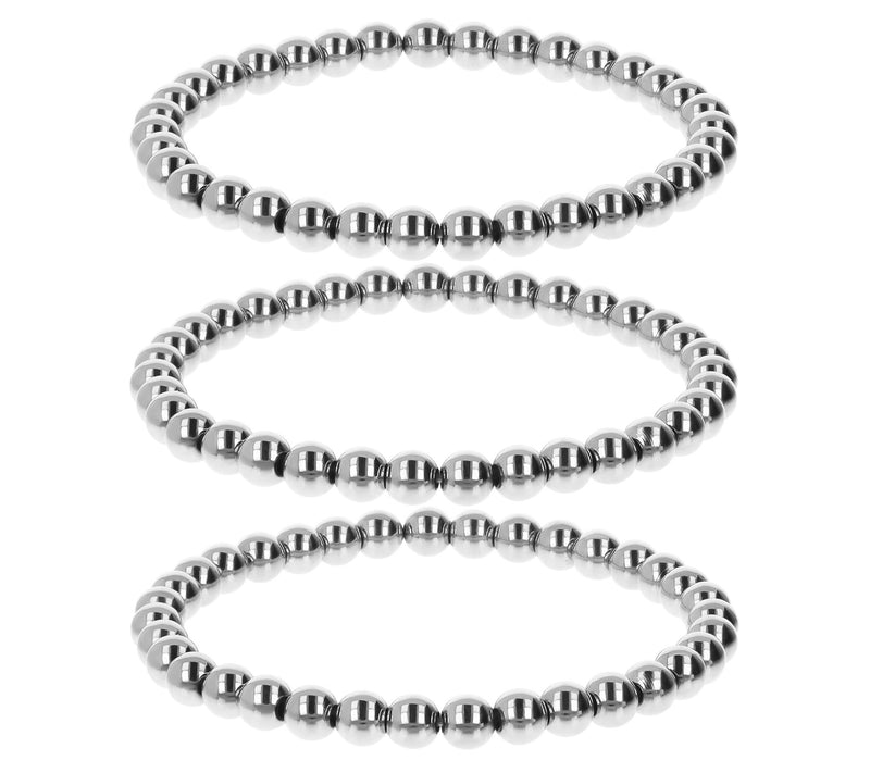 Steel by Design Set of 3 Polished Bead StretchBracelets — View 8