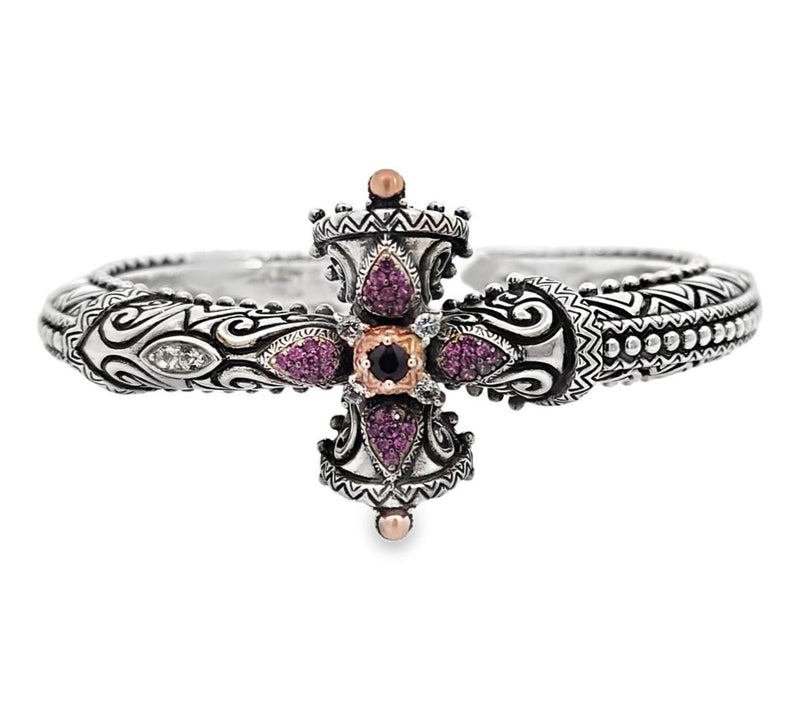 Barbara Bixby Sterling & 18K Multi-Gemstone Cross Cuff — Main view