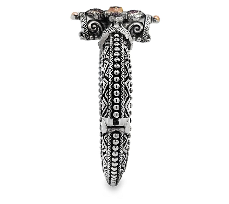 Barbara Bixby Sterling & 18K Multi-Gemstone Cross Cuff — View 2