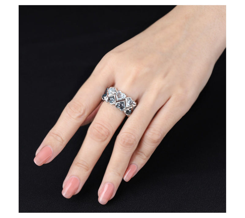 Margo Manhattan Sterling Silver Blue Topaz LoveRing Set — View 5