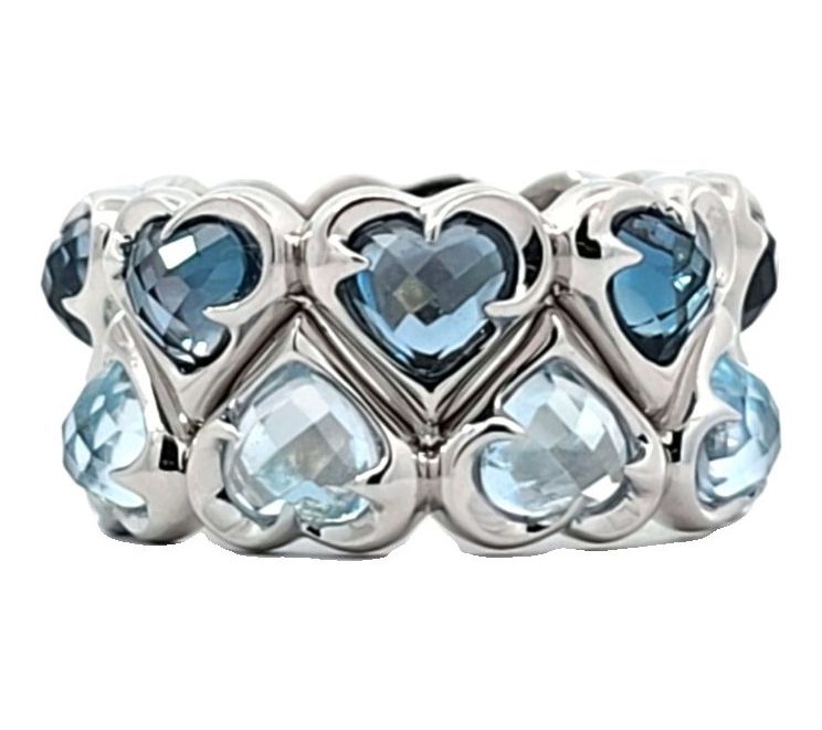 Margo Manhattan Sterling Silver Blue Topaz LoveRing Set — Main view