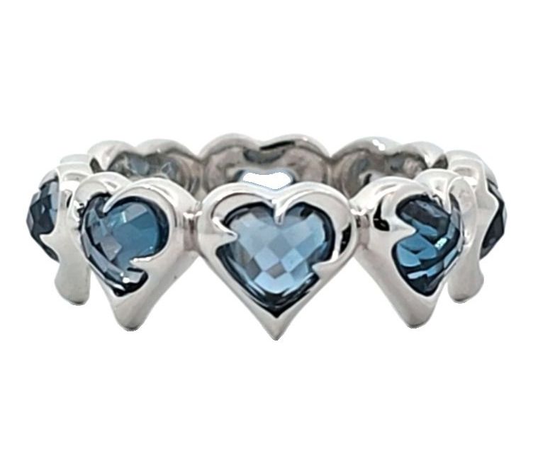 Margo Manhattan Sterling Silver Blue Topaz LoveRing Set — View 3