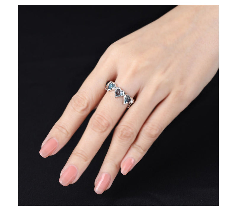 Margo Manhattan Sterling Silver Blue Topaz LoveRing Set — View 7