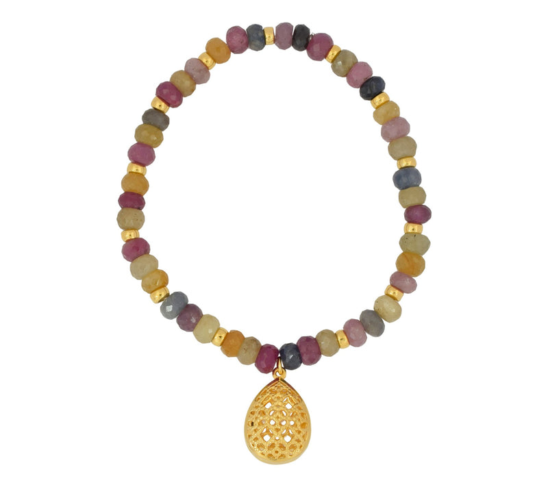 14K Gold Plated Corundum Charm Stretch Bracelet — Main view
